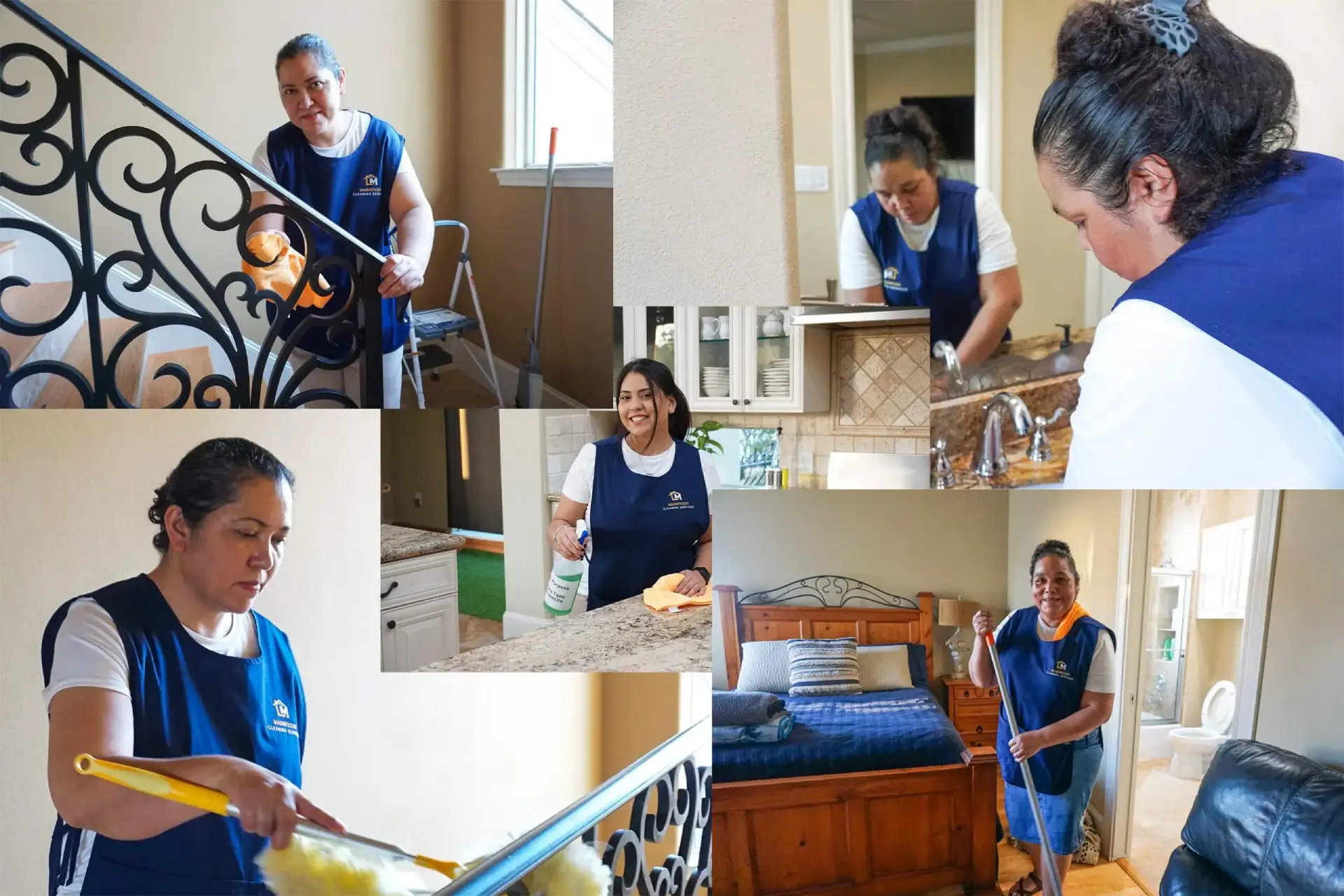 Magnificent Cleaning team members cleaning Houston homes